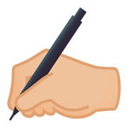 ✍🏼 Emoji schreibende Hand: mittelhelle Hautfarbe JoyPixels 4.0.