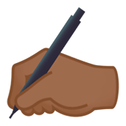 ✍🏾 Emoji Mano Escribiendo: Tono De Piel Oscuro Medio en JoyPixels 4.0.