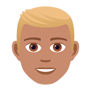 Émoji 👱🏽‍♂️ Homme Blond : Peau Légèrement Mate sur JoyPixels 5.0.