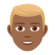 👱🏾‍♂️ Emoji Homem: Pele Morena Escura E Cabelo Loiro na JoyPixels 5.0.