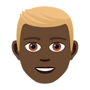 👱🏿‍♂️ Emoji Mann: dunkle Hautfarbe, blond JoyPixels 5.0.
