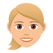 👱🏼‍♀️ Emoji Frau: mittelhelle Hautfarbe, blond JoyPixels 5.0.