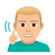 Emoji 🧏🏼‍♂️ Uomo Con Problemi Di Udito: Carnagione Abbastanza Chiara su JoyPixels 5.0.
