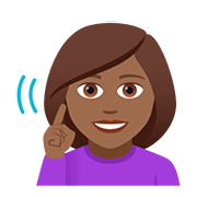 Emoji 🧏🏾‍♀️ Donna Con Problemi Di Udito: Carnagione Abbastanza Scura su JoyPixels 5.0.