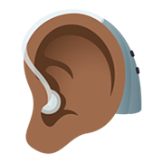 🦻🏾 Emoji Ouvido Com Aparelho Auditivo: Pele Morena Escura na JoyPixels 5.0.