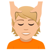 💆🏼 Emoji Person, die eine Kopfmassage bekommt: mittelhelle Hautfarbe JoyPixels 5.0.