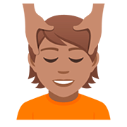 💆🏽 Emoji Person, die eine Kopfmassage bekommt: mittlere Hautfarbe JoyPixels 5.0.