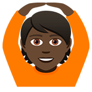 🙆🏿 Emoji Person mit Händen auf dem Kopf: dunkle Hautfarbe JoyPixels 5.0.