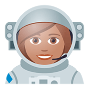 👩🏽‍🚀 Emoji Astronautin: mittlere Hautfarbe JoyPixels 5.0.