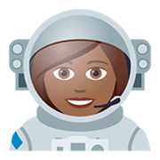 Émoji 👩🏾‍🚀 Astronaute Femme : Peau Mate sur JoyPixels 5.0.