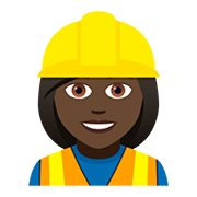 👷🏿‍♀️ Emoji Bauarbeiterin: dunkle Hautfarbe JoyPixels 5.0.