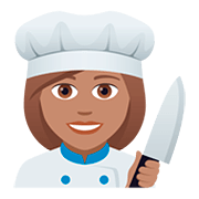 👩🏽‍🍳 Emoji Cozinheira: Pele Morena na JoyPixels 5.0.