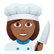 👩🏾‍🍳 Emoji Cozinheira: Pele Morena Escura na JoyPixels 5.0.