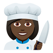 👩🏿‍🍳 Emoji Köchin: dunkle Hautfarbe JoyPixels 5.0.