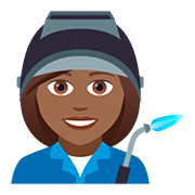 👩🏾‍🏭 Emoji Operária: Pele Morena Escura na JoyPixels 5.0.