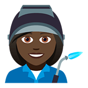 👩🏿‍🏭 Emoji Fabrikarbeiterin: dunkle Hautfarbe JoyPixels 5.0.