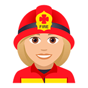 👩🏼‍🚒 Emoji Feuerwehrfrau: mittelhelle Hautfarbe JoyPixels 5.0.