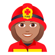 👩🏽‍🚒 Emoji Bombeira: Pele Morena na JoyPixels 5.0.
