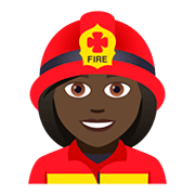 👩🏿‍🚒 Emoji Feuerwehrfrau: dunkle Hautfarbe JoyPixels 5.0.