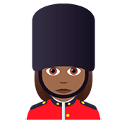 Emoji 💂🏾‍♀️ Guardia Donna: Carnagione Abbastanza Scura su JoyPixels 5.0.