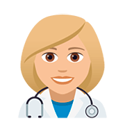 👩🏼‍⚕️ Emoji Profesional Sanitario Mujer: Tono De Piel Claro Medio en JoyPixels 5.0.