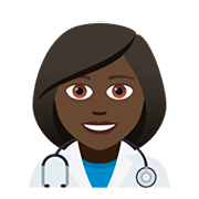 👩🏿‍⚕️ Emoji Mulher Profissional Da Saúde: Pele Escura na JoyPixels 5.0.