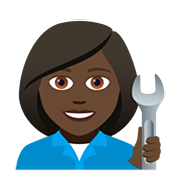 👩🏿‍🔧 Emoji Mecánica: Tono De Piel Oscuro en JoyPixels 5.0.
