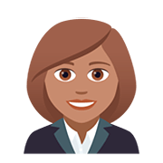 👩🏽‍💼 Emoji Funcionária De Escritório: Pele Morena na JoyPixels 5.0.