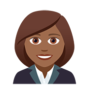 👩🏾‍💼 Emoji Büroangestellte: mitteldunkle Hautfarbe JoyPixels 5.0.