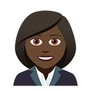 👩🏿‍💼 Emoji Funcionária De Escritório: Pele Escura na JoyPixels 5.0.