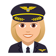 Émoji 👩🏼‍✈️ Pilote Femme : Peau Moyennement Claire sur JoyPixels 5.0.