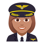 👩🏽‍✈️ Emoji Piloto De Avião Mulher: Pele Morena na JoyPixels 5.0.