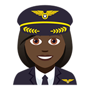 👩🏿‍✈️ Emoji Piloto De Avião Mulher: Pele Escura na JoyPixels 5.0.