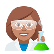 Emoji 👩🏽‍🔬 Scienziata: Carnagione Olivastra su JoyPixels 5.0.