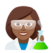 👩🏾‍🔬 Emoji Wissenschaftlerin: mitteldunkle Hautfarbe JoyPixels 5.0.