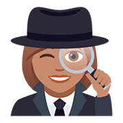 🕵🏽‍♀️ Emoji Detetive Mulher: Pele Morena na JoyPixels 5.0.