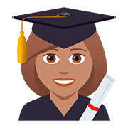 👩🏽‍🎓 Emoji Estudiante Mujer: Tono De Piel Medio en JoyPixels 5.0.