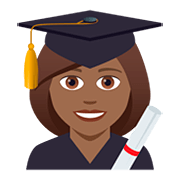 👩🏾‍🎓 Emoji Studentin: mitteldunkle Hautfarbe JoyPixels 5.0.