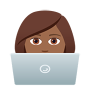 Emoji 👩🏾‍💻 Tecnologa: Carnagione Abbastanza Scura su JoyPixels 5.0.