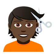 Émoji 💇🏿 Personne Qui Se Fait Couper Les Cheveux : Peau Foncée sur JoyPixels 5.0.