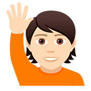 🙋🏻 Emoji Person mit erhobenem Arm: helle Hautfarbe JoyPixels 5.0.