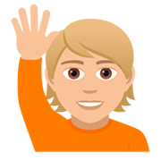 🙋🏼 Emoji Persona Con La Mano Levantada: Tono De Piel Claro Medio en JoyPixels 5.0.