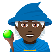 🧙🏿 Emoji Magier(in): dunkle Hautfarbe JoyPixels 5.0.