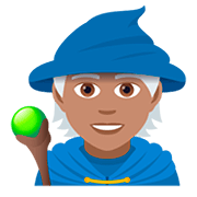 🧙🏽 Emoji Magier(in): mittlere Hautfarbe JoyPixels 5.0.