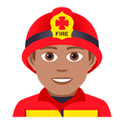 Emoji 👨🏽‍🚒 Pompiere Uomo: Carnagione Olivastra su JoyPixels 5.0.