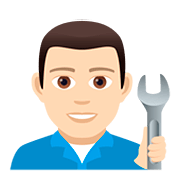 👨🏻‍🔧 Emoji Mechaniker: helle Hautfarbe JoyPixels 5.0.