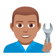 Émoji 👨🏽‍🔧 Mécanicien : Peau Légèrement Mate sur JoyPixels 5.0.