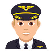 👨🏼‍✈️ Emoji Piloto De Avião Homem: Pele Morena Clara na JoyPixels 5.0.