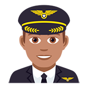 👨🏽‍✈️ Emoji Piloto De Avião Homem: Pele Morena na JoyPixels 5.0.
