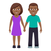 👫🏾 Emoji Mann und Frau halten Hände: mitteldunkle Hautfarbe JoyPixels 5.0.